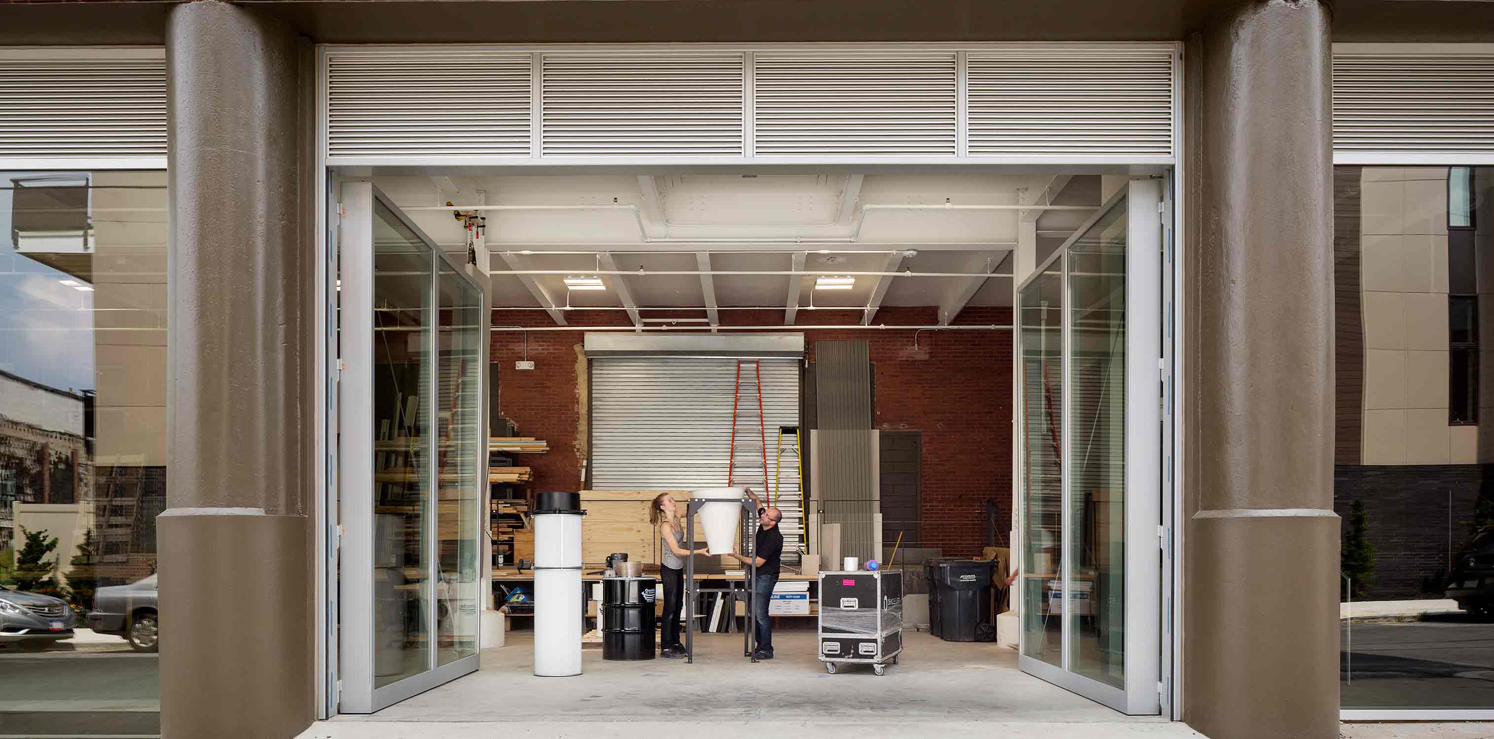 <p>The workshop's 13-foot-high doors give us the space to construct and move full-scale prototypes, a practice that allows us to anticipate potential challenges before construction even begins.<br>&nbsp;<br /><small>&copy;Michael Moran</small></p>