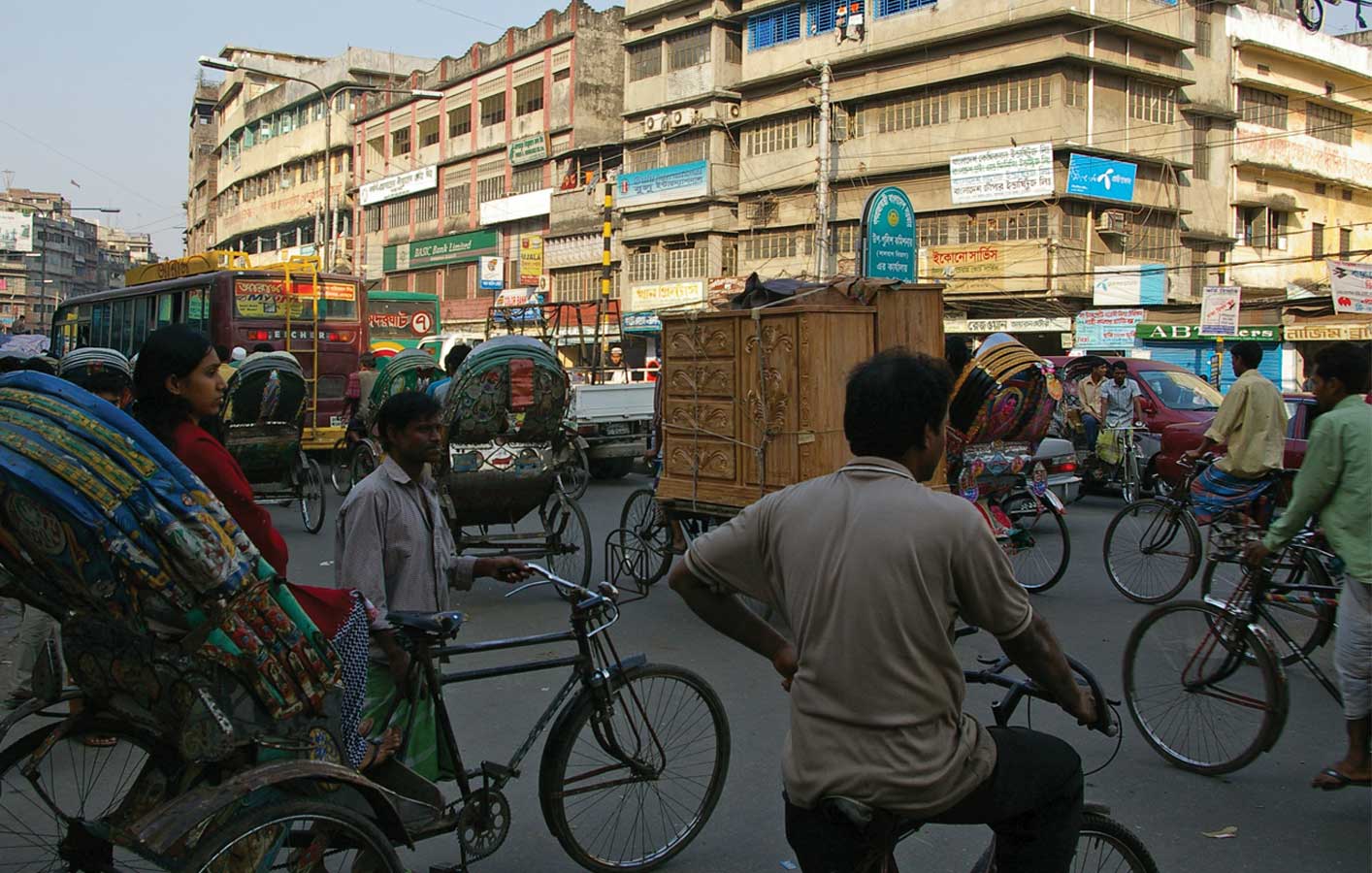<p>Rickshaws account for a significant percentage of traffic in Dhaka.</p>